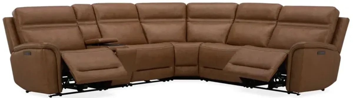 Cooper Camel 6 Pc Zero G Power Headrest Reclining Sectional w/Lumbar