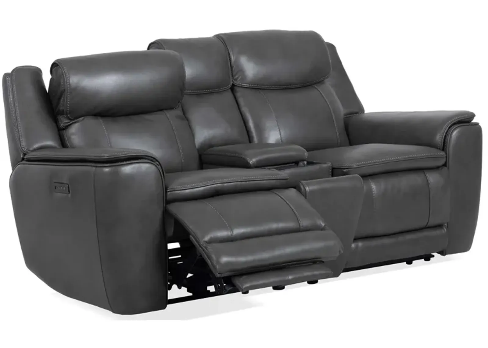 Colton Charcoal Zero Gravity Power Headrest Reclining Console Loveseat