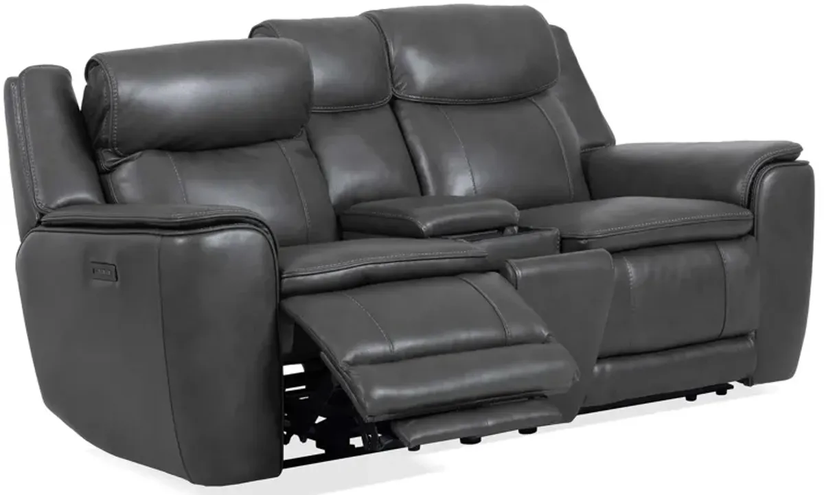 Colton Charcoal Zero Gravity Power Headrest Reclining Console Loveseat