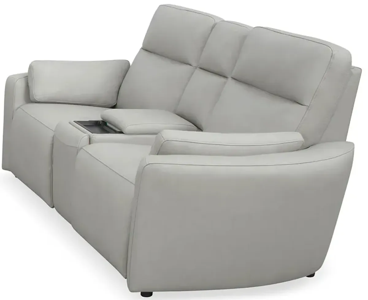 Savannah Stone Power Headrest Reclining Console Loveseat with Lumbar