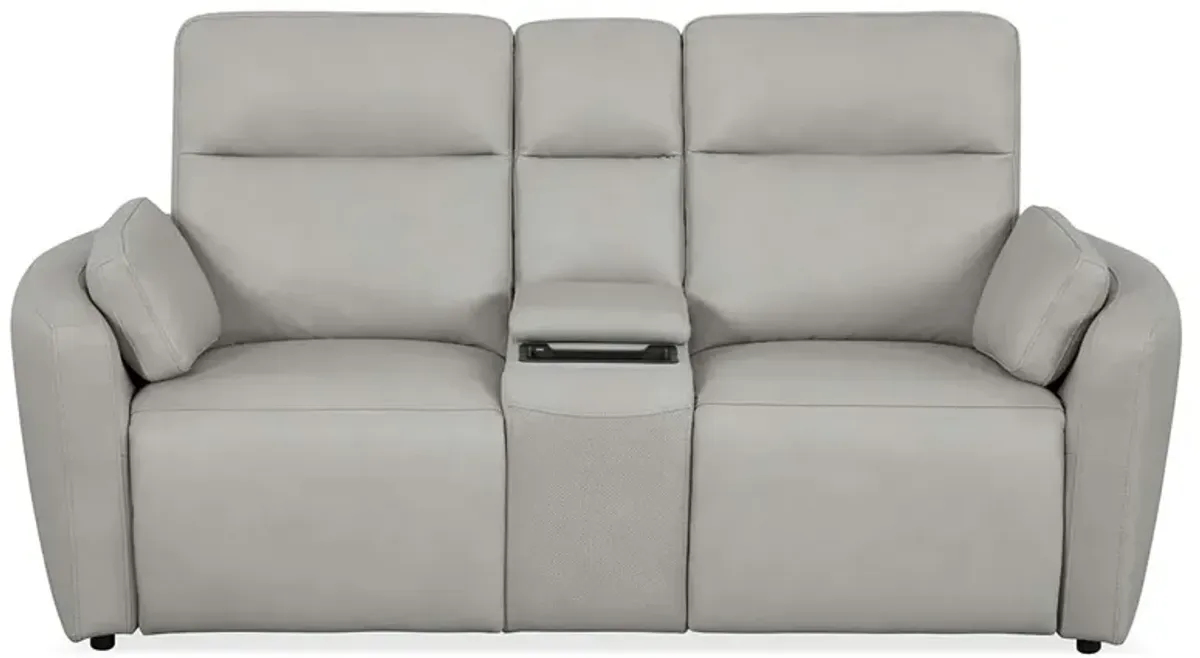 Savannah Stone Power Headrest Reclining Console Loveseat with Lumbar