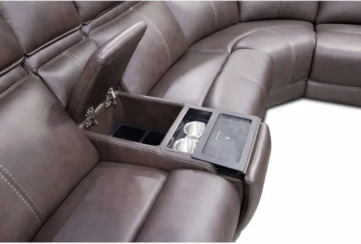 Everett Earth 6 Pc Power Headrest Reclining Sectional w/Heat & Massage