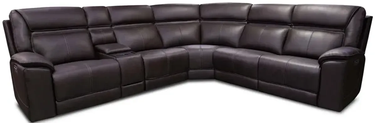 Everett Earth 6 Pc Power Headrest Reclining Sectional w/Heat & Massage