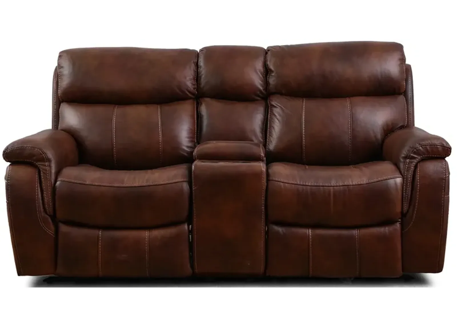 Brandon Light Brown Power Headrest Reclining Console Loveseat