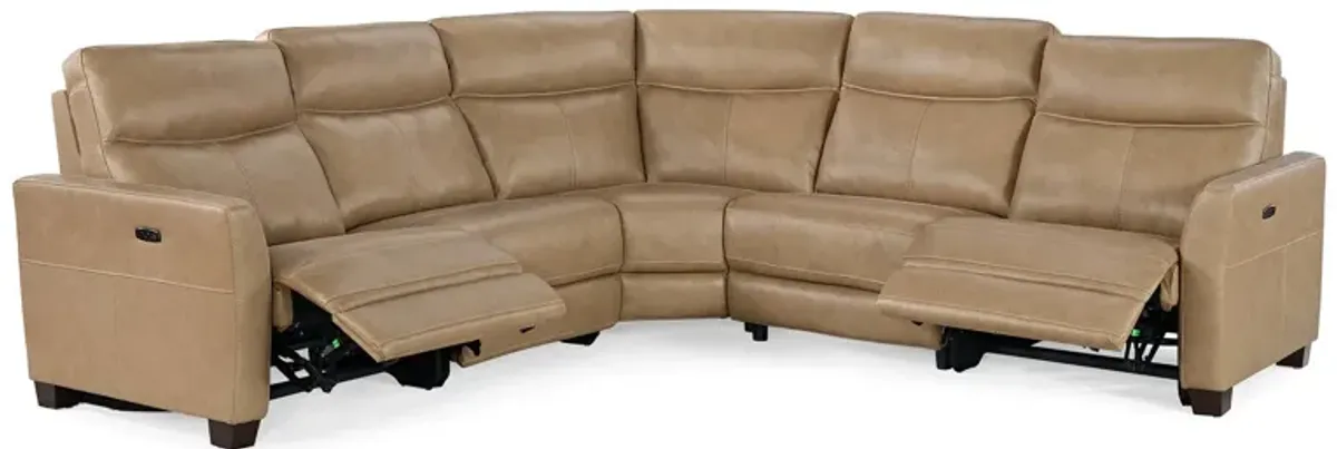 York Chestnut 5 Piece Power Headrest Reclining Sectional