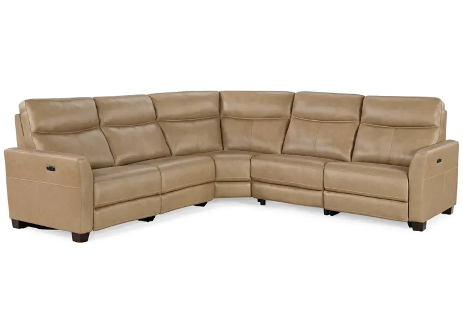 York Chestnut 5 Piece Power Headrest Reclining Sectional