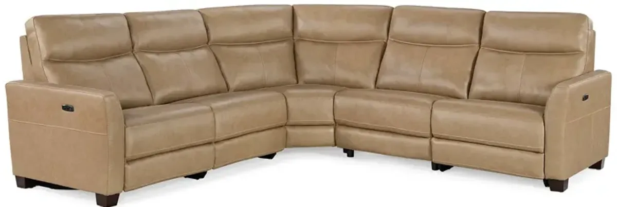 York Chestnut 5 Piece Power Headrest Reclining Sectional