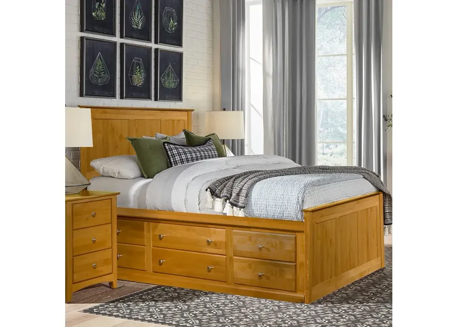 Shaker Alder Honey Queen Storage Bed 6 & 6 Drawer Storage