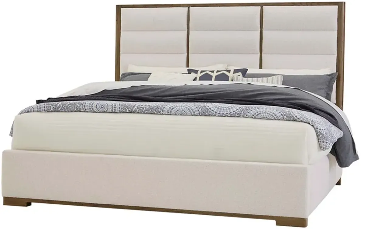 Crafted Oak/Aged Grey King Upholstered Bed