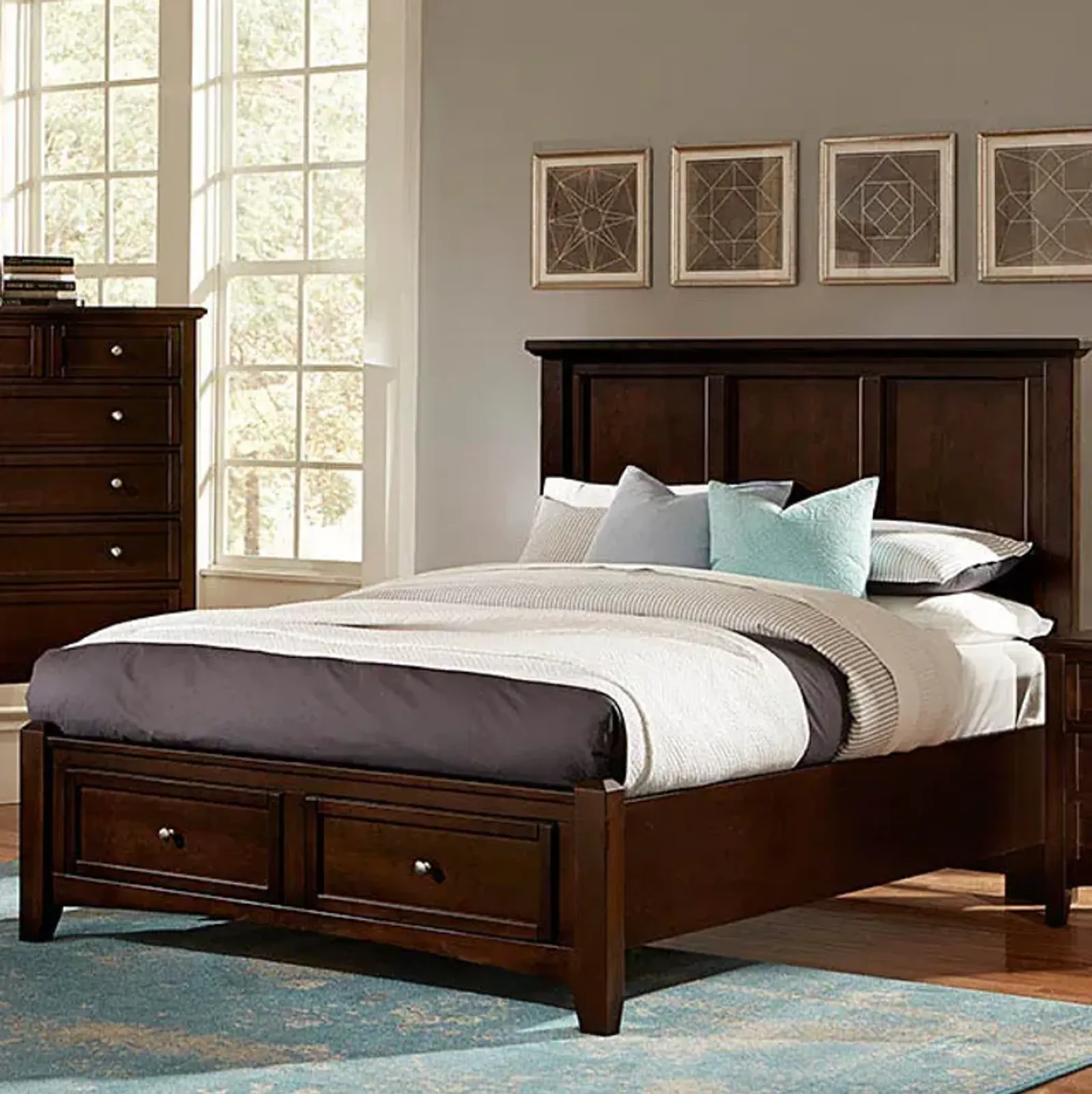 Bonanza Merlot Queen Storage Bed