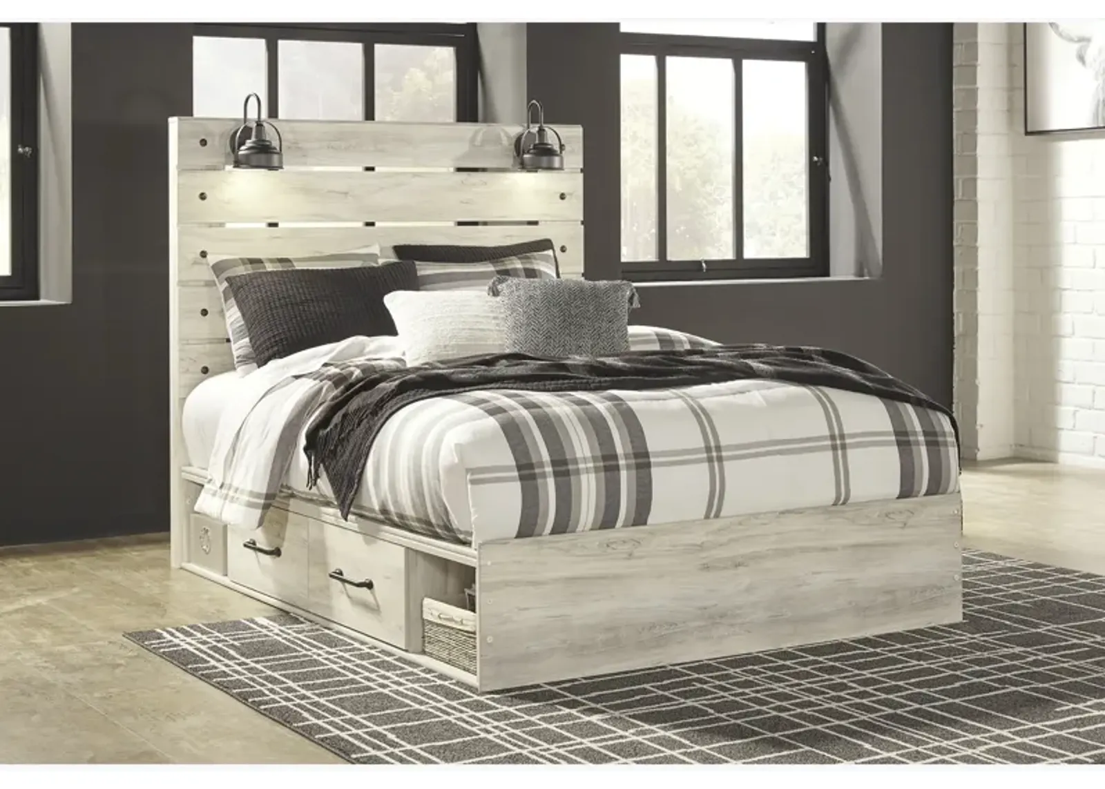 Cambeck Twin Panel Bed with 2 Side Storage Drawers