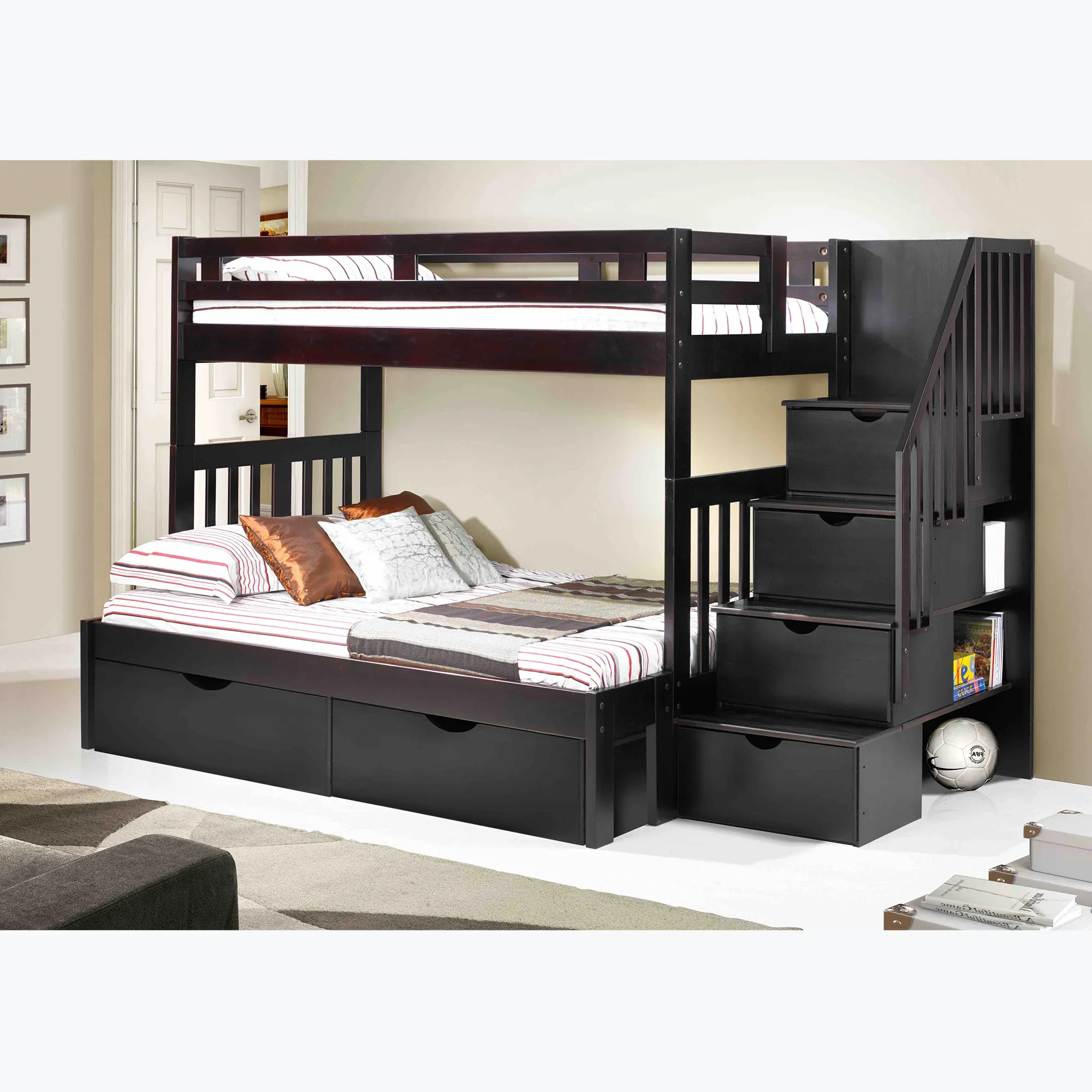 Espresso Twin Over Full Bunk Bed