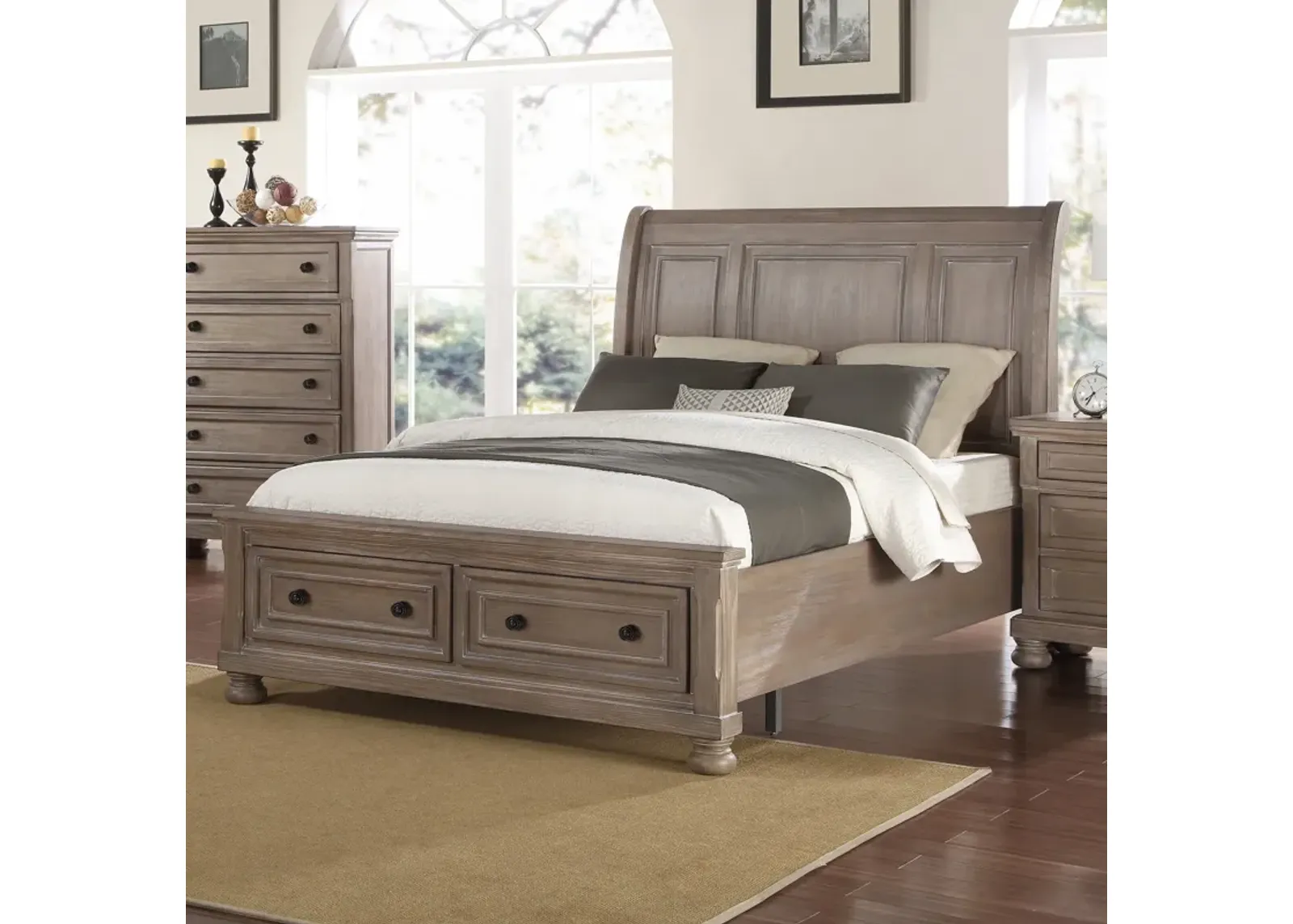 Allegra Pewter King Storage Bed