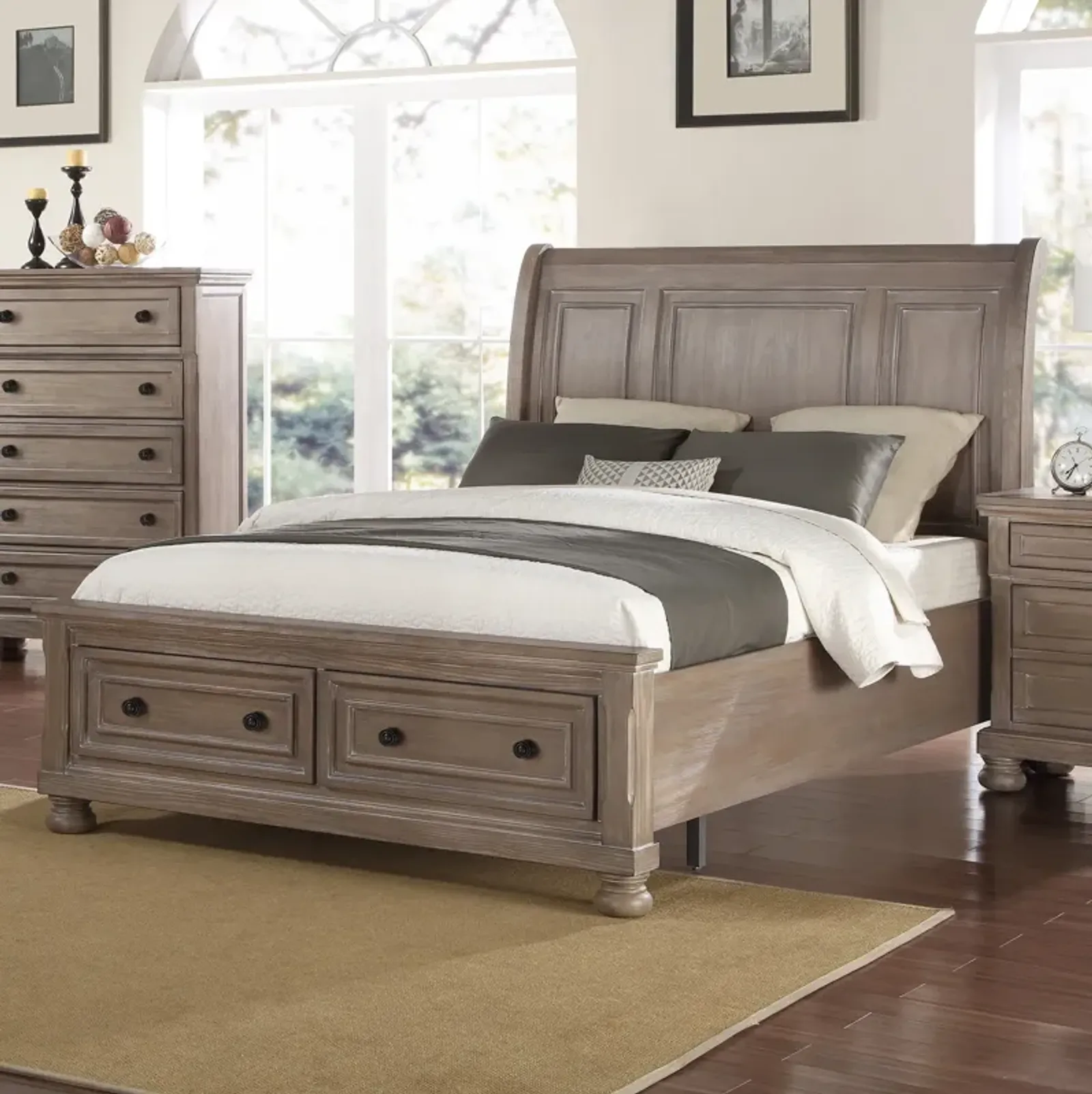 Allegra Pewter King Storage Bed