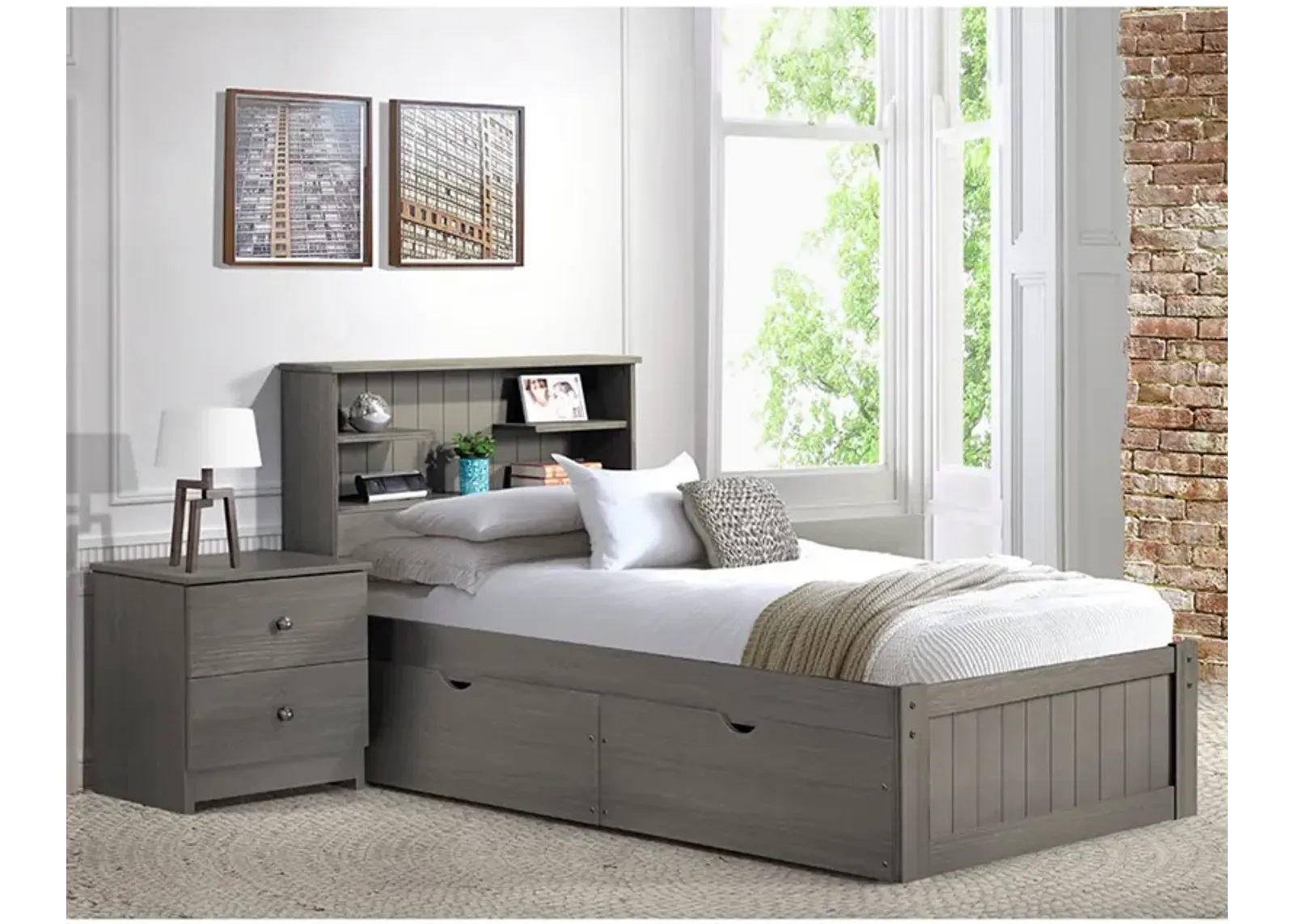 Cambridge Twin Bookcase Bed with Storage Drawers