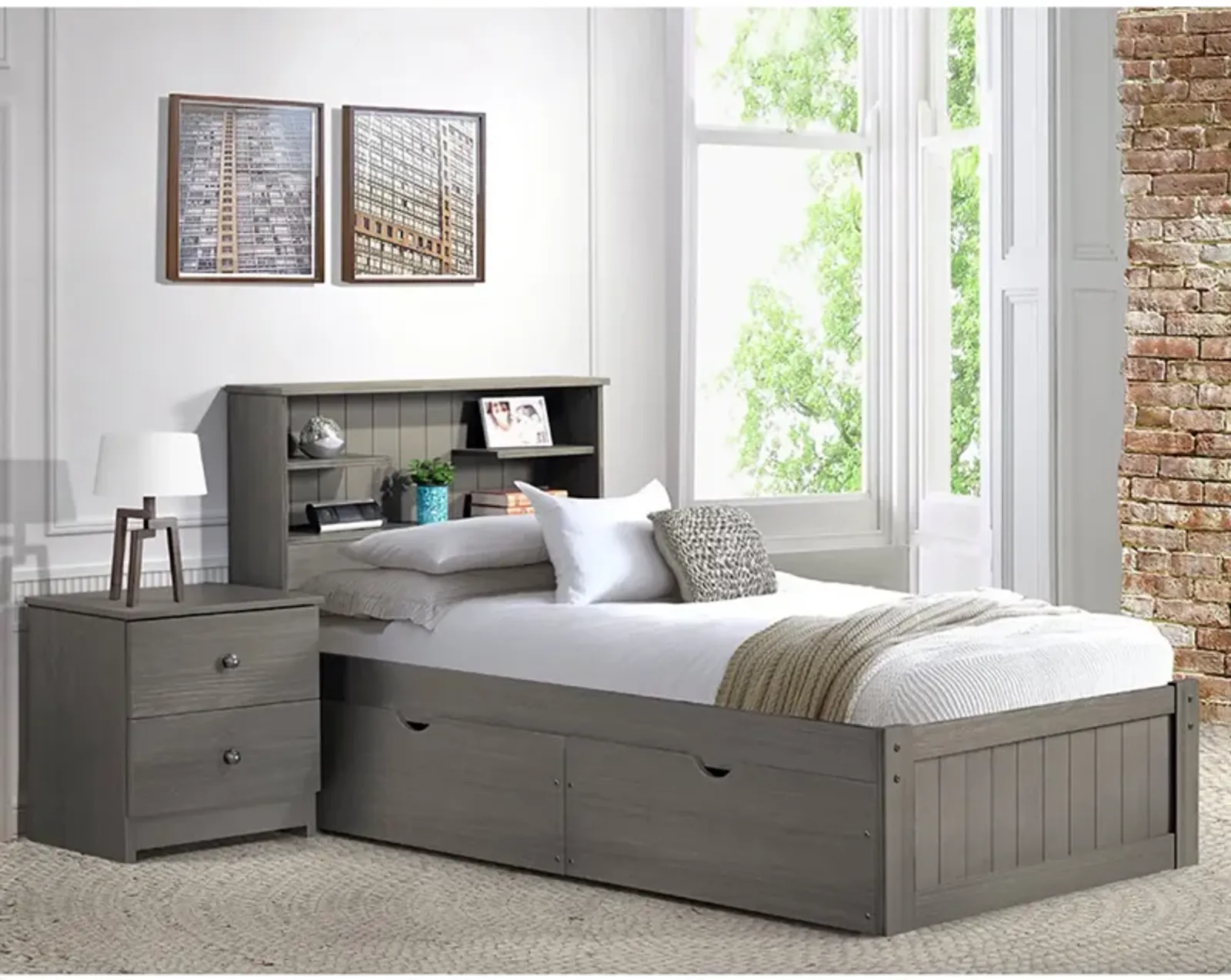 Cambridge Twin Bookcase Bed with Storage Drawers