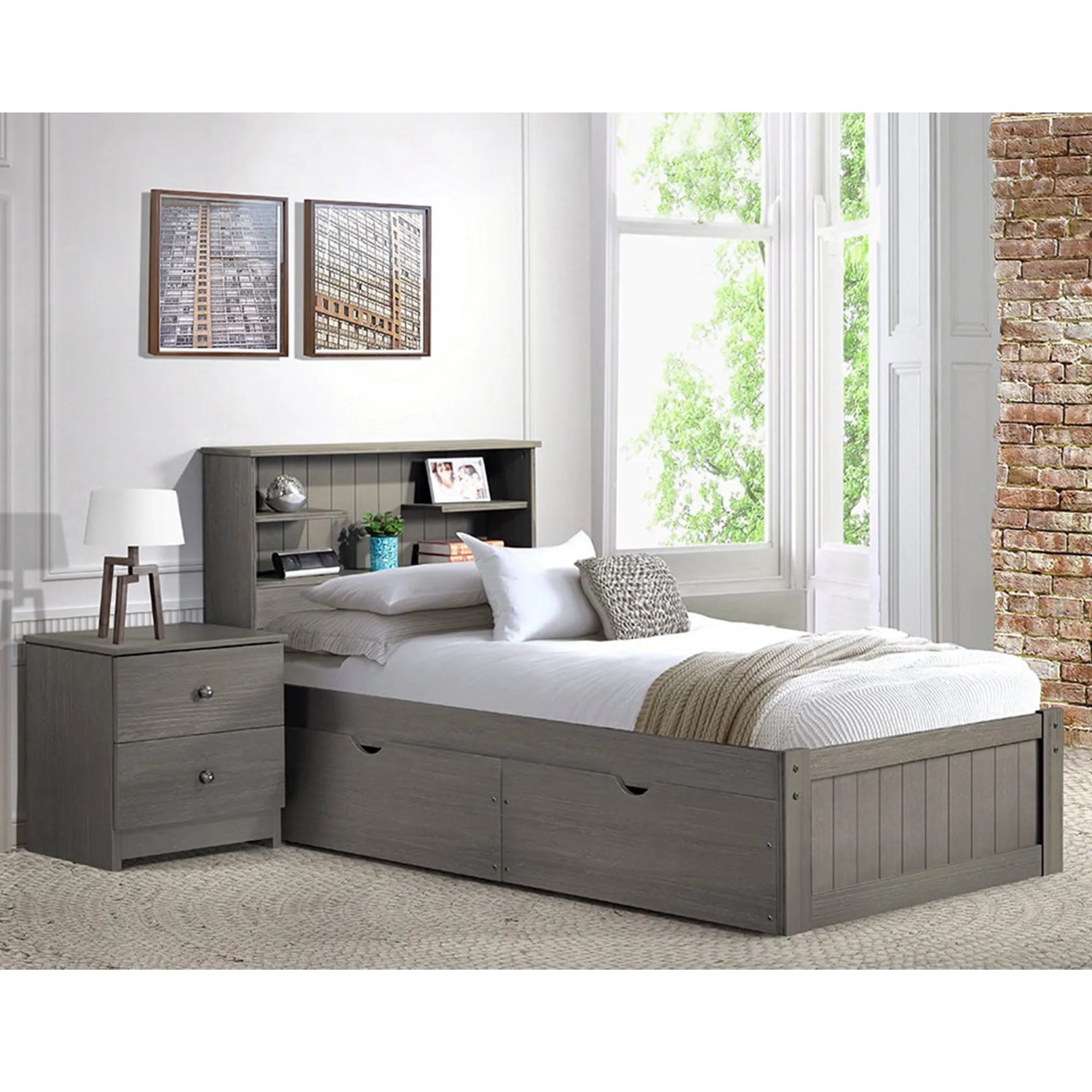 Cambridge Twin Bookcase Bed with Storage Drawers