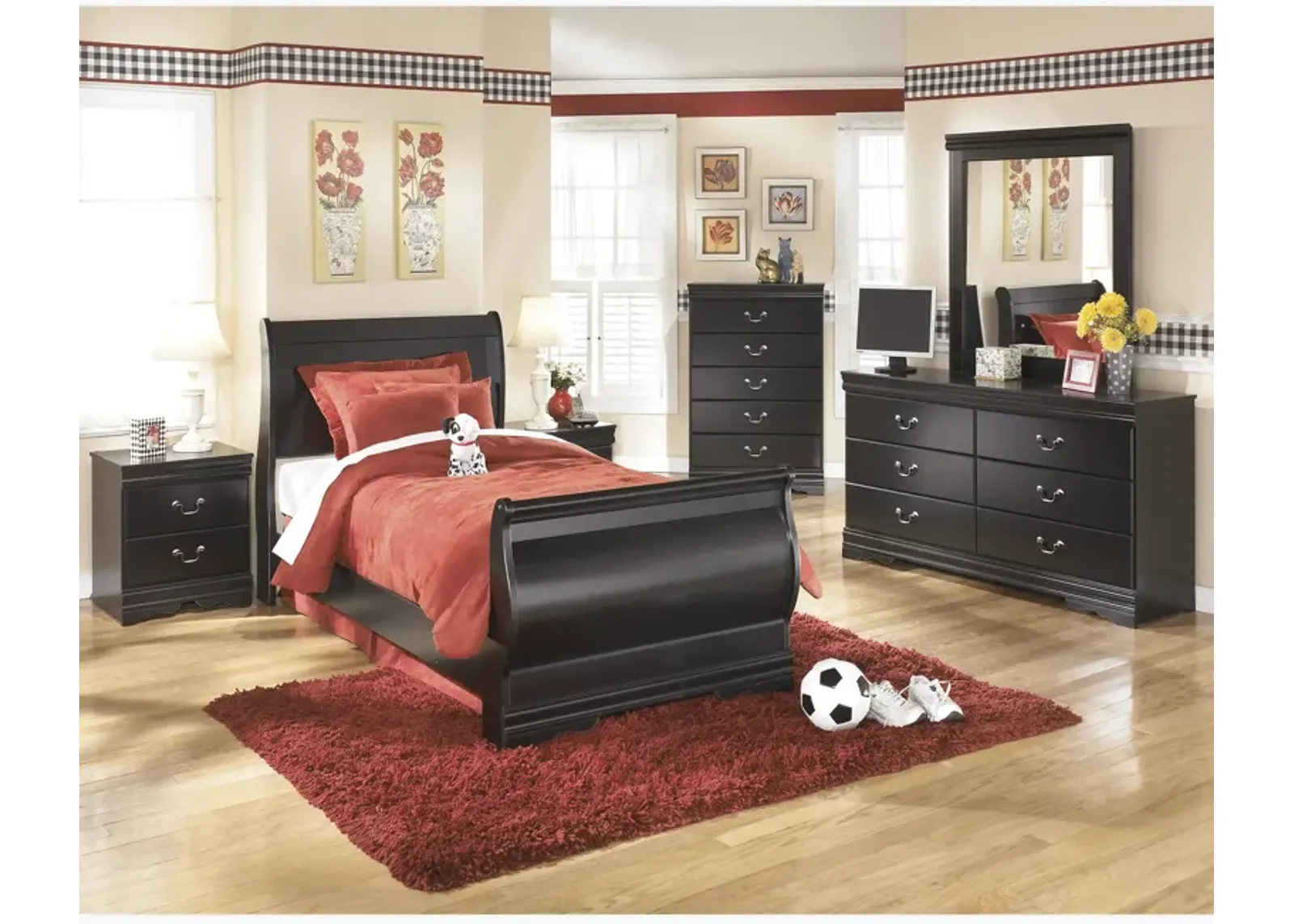 Huey Vineyard Black Youth Twin Sleigh Bed