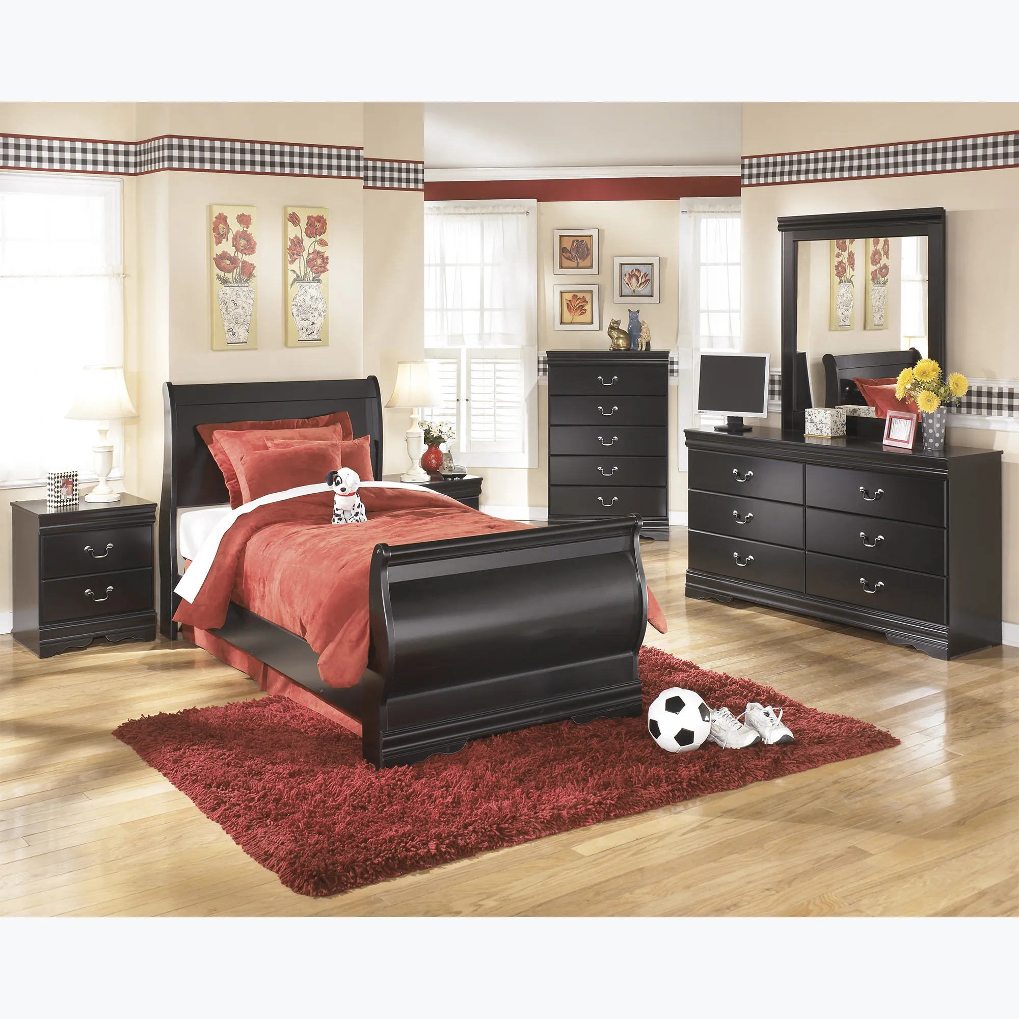 Huey Vineyard Black Youth Twin Sleigh Bed