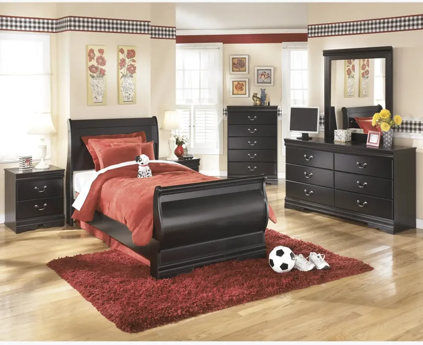 Huey Vineyard Black Youth Full Sleigh Bed