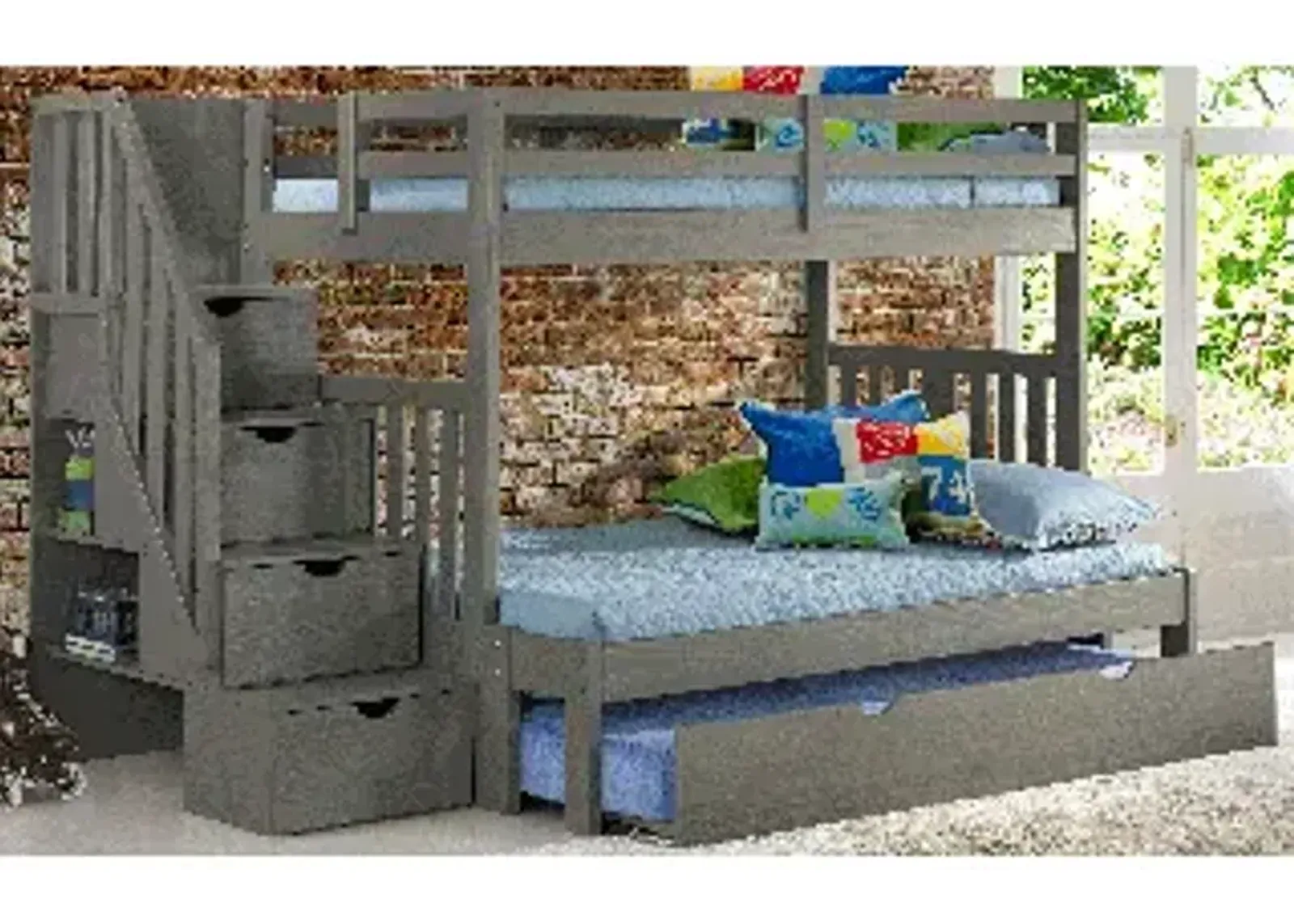 Cambridge Twin/Full Staircase Bunk Bed with Trundle