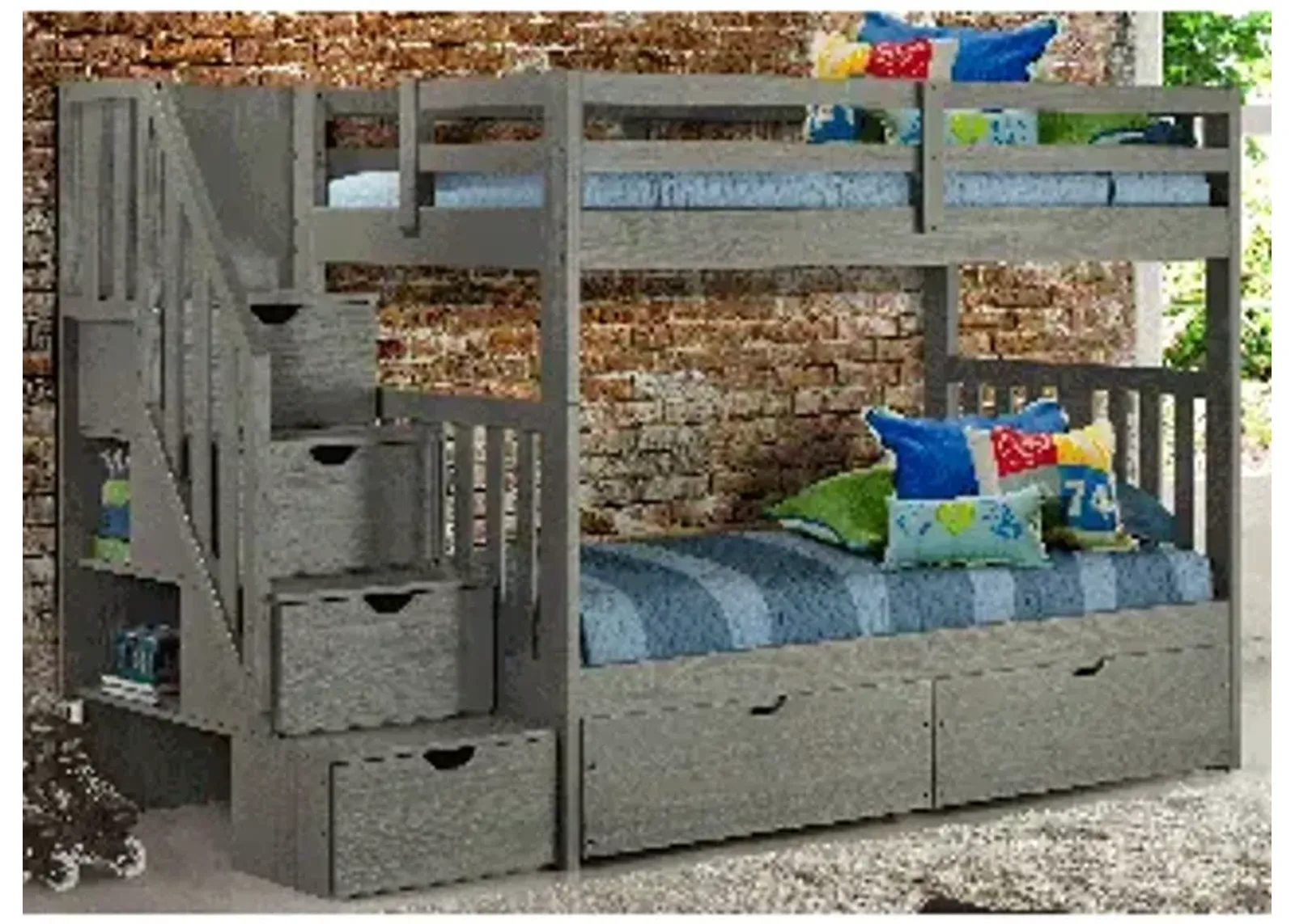 Cambridge Twin/Full Staircase Bunk Bed with 2 Drawers