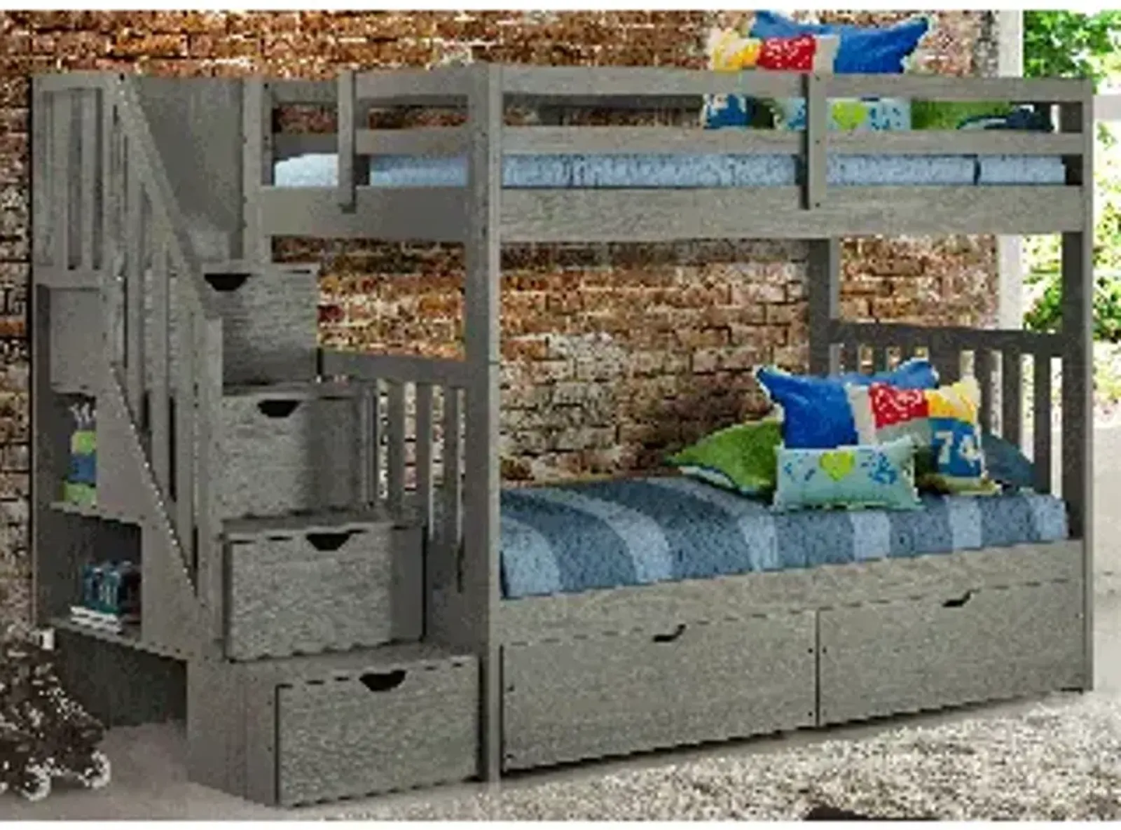 Cambridge Twin/Full Staircase Bunk Bed with 2 Drawers