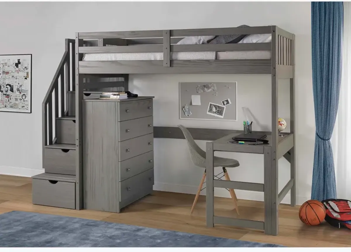 Cambridge Grey Twin Loft Desk Bunk Bed