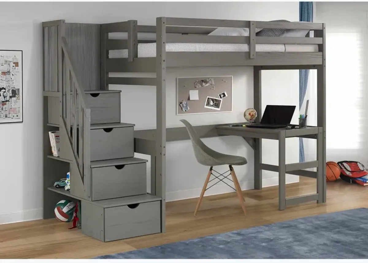 Cambridge Grey Twin Loft Desk Bunk Bed