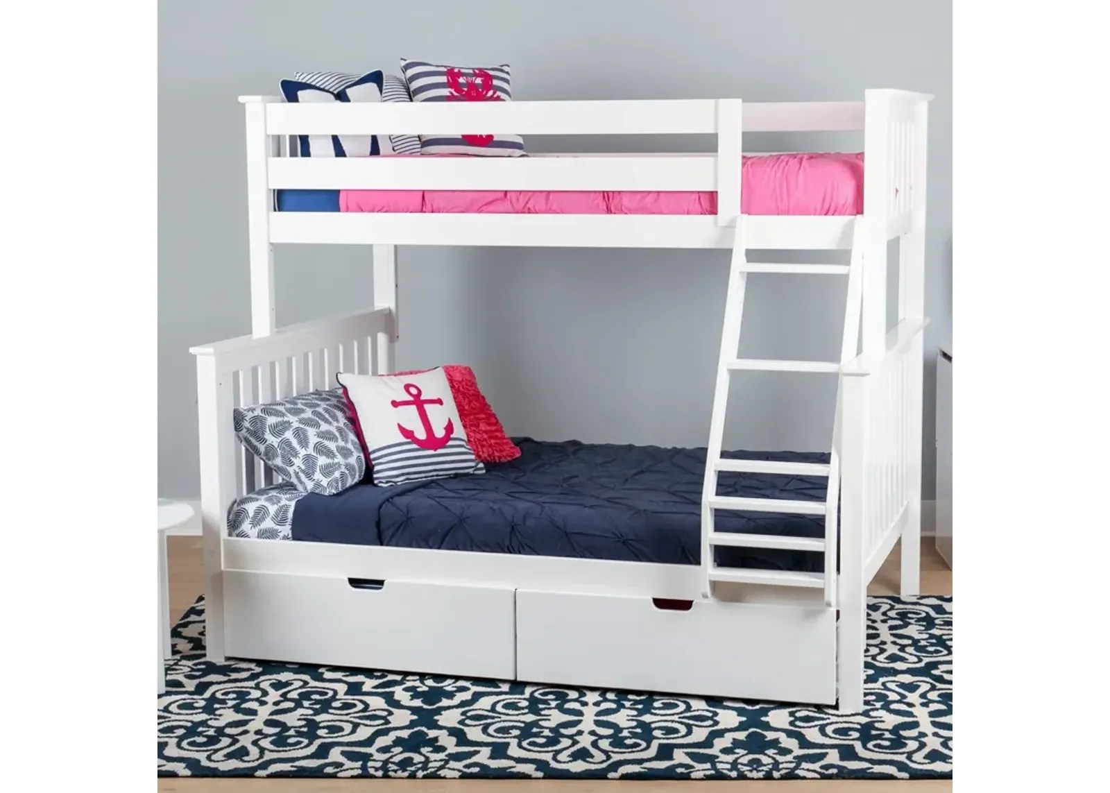 Snow Flake Twin/Full Bunk Bed with Drawers