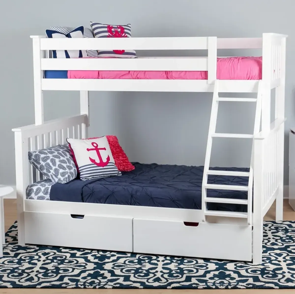 Snow Flake Twin/Full Bunk Bed with Drawers