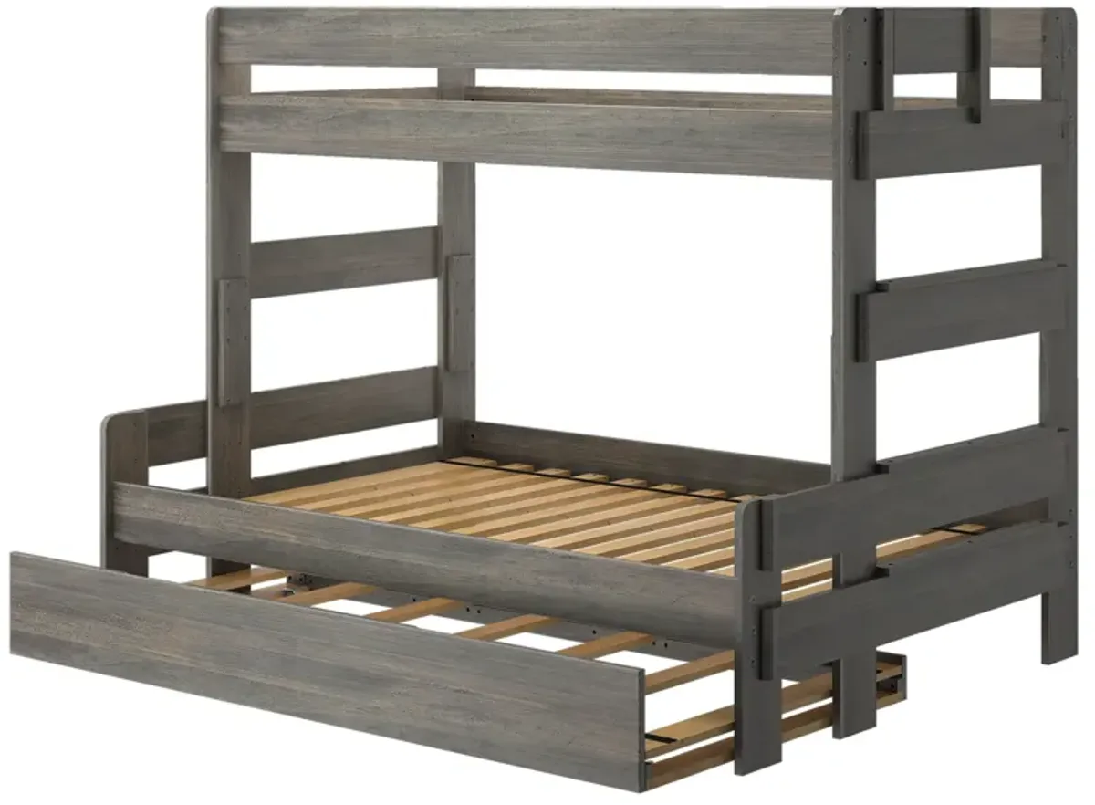 Rugged Driftwood Twin Over Full Bunk with Trundle