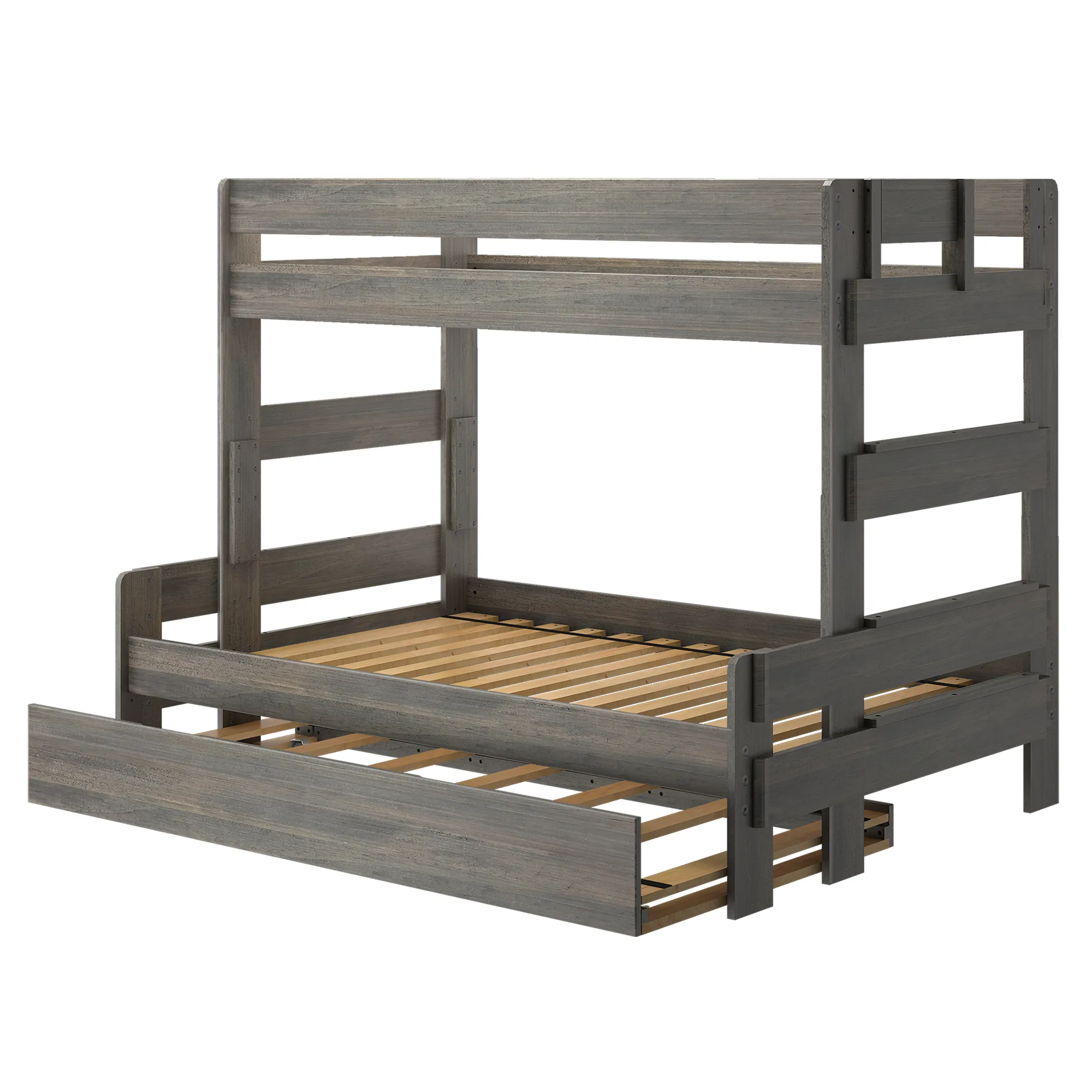 Rugged Driftwood Twin Over Full Bunk with Trundle