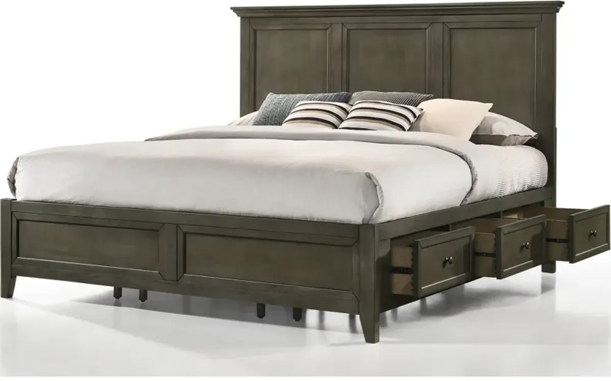 San Mateo Pewter Queen Storage Bed