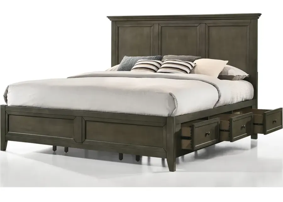 San Mateo Pewter King Storage Bed