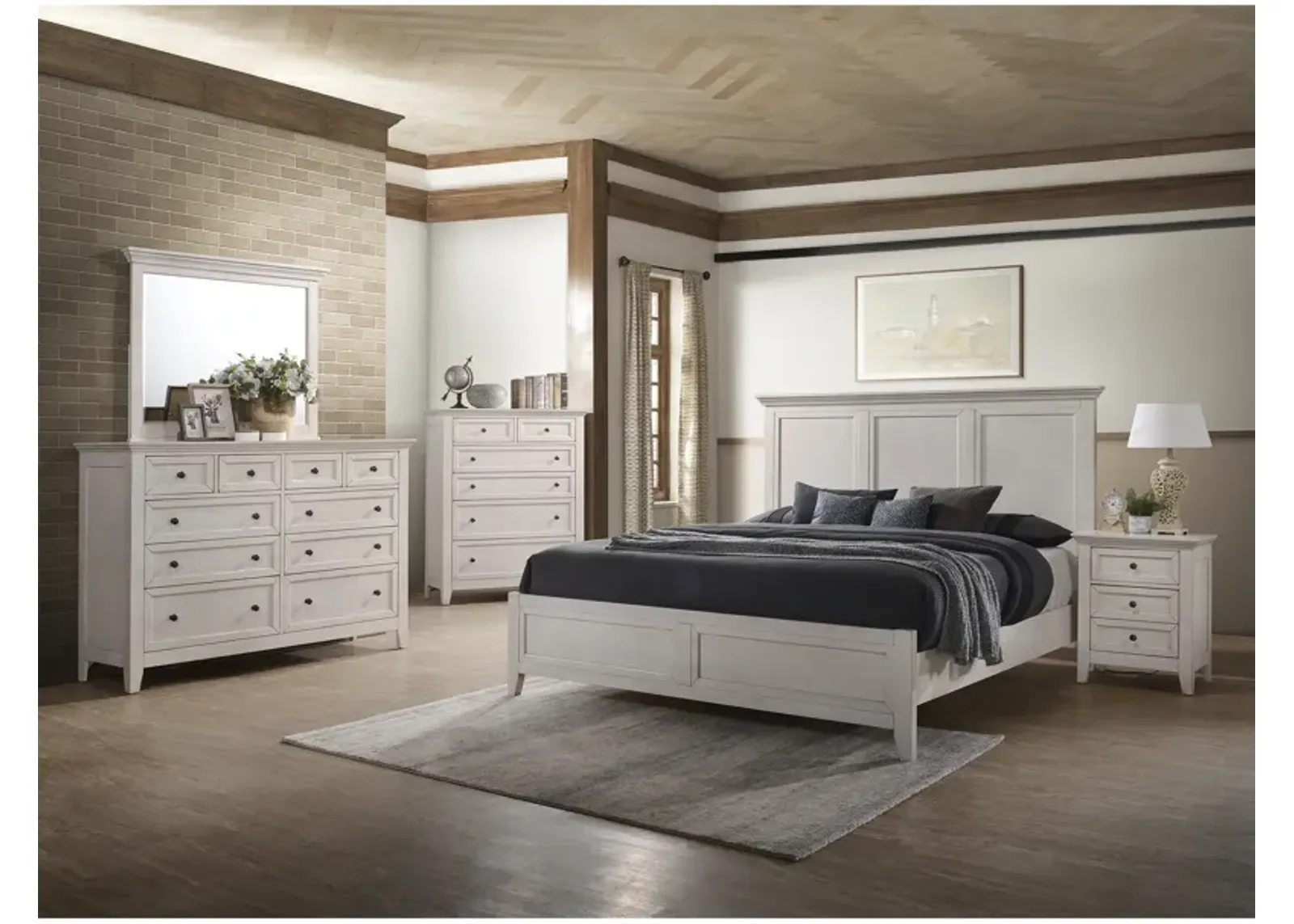 San Mateo White Queen Panel Bed