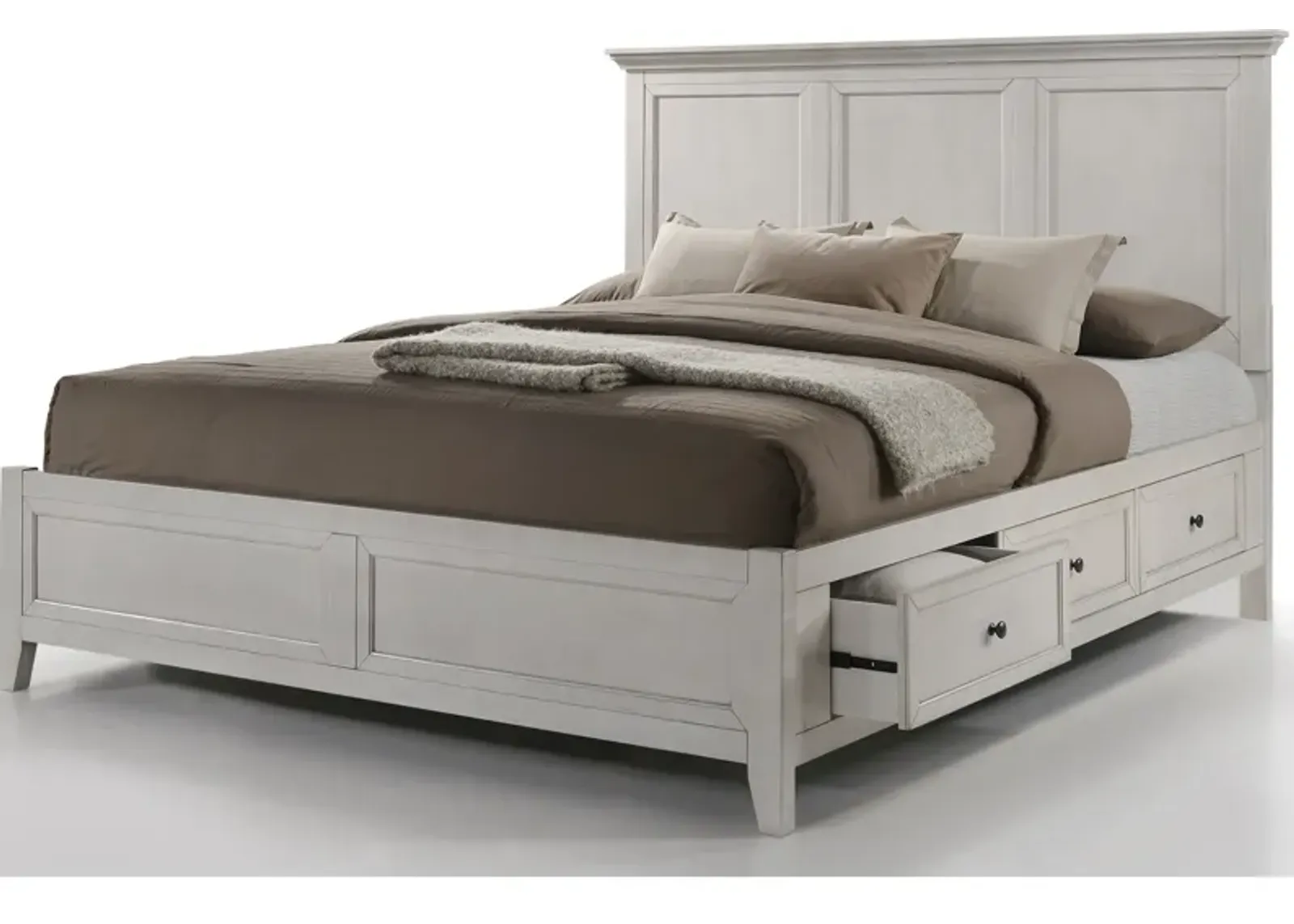 San Mateo White Queen Storage Bed