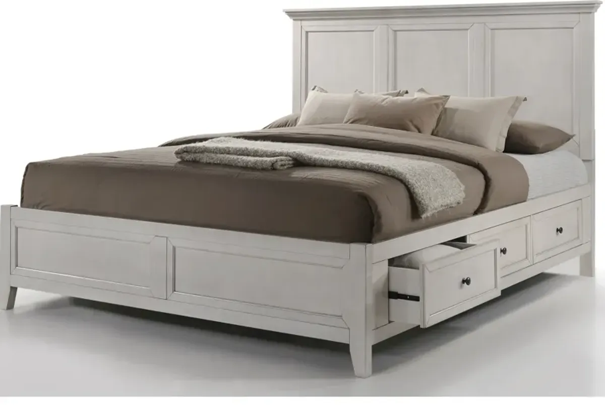 San Mateo White Queen Storage Bed