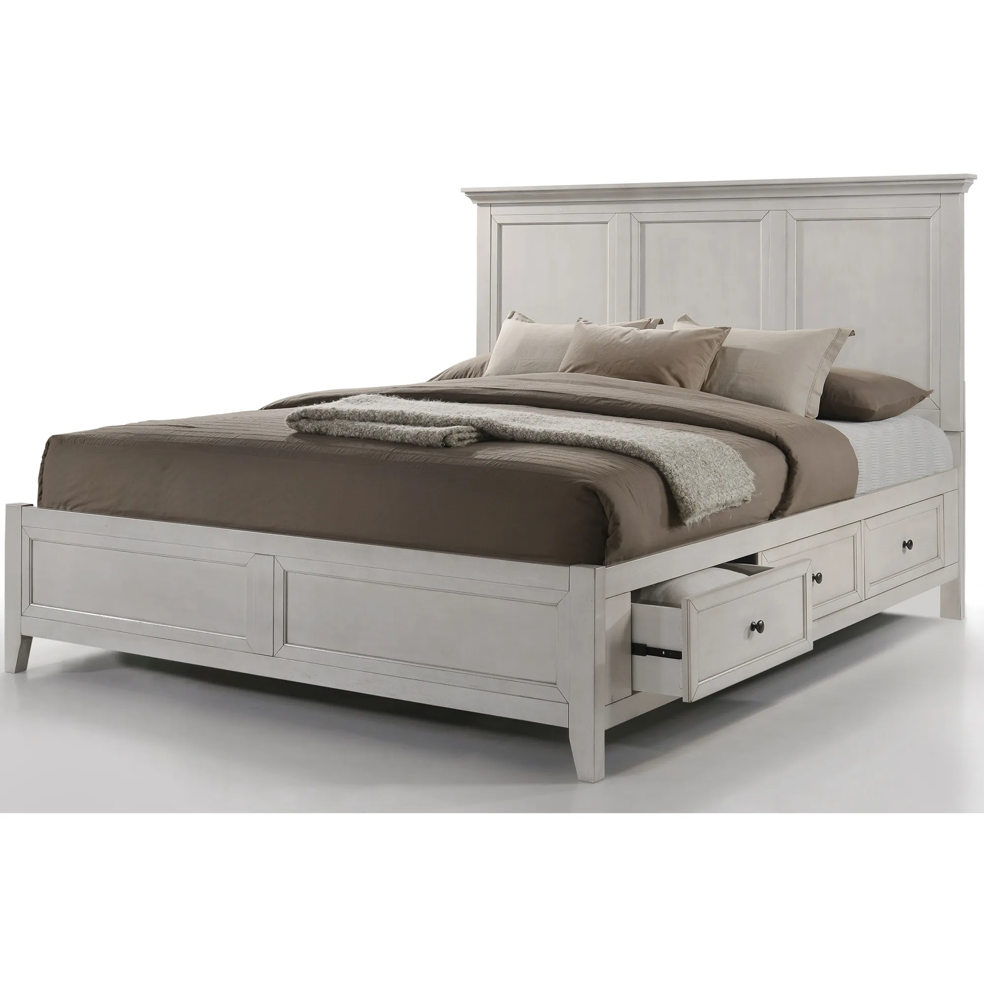 San Mateo White Queen Storage Bed