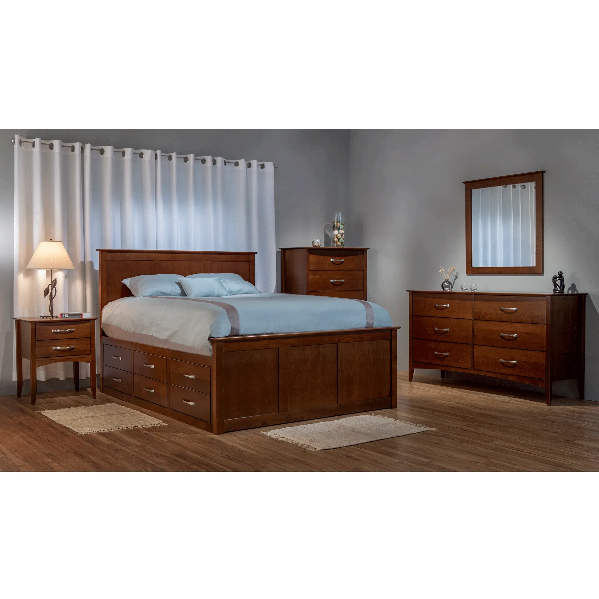 Urban Chestnut Queen Storage Bed 3&3 Drawer Units