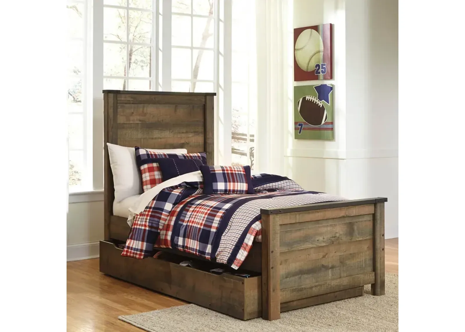 Trinell Youth Bedroom Twin Panel Bed with Trundle