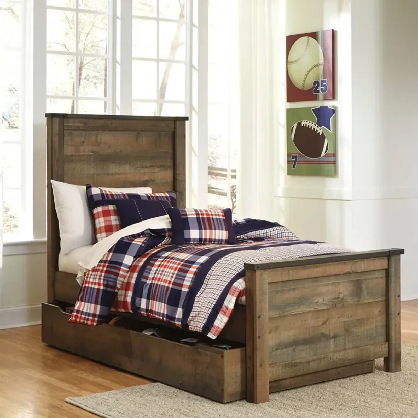 Trinell Youth Bedroom Twin Panel Bed with Trundle