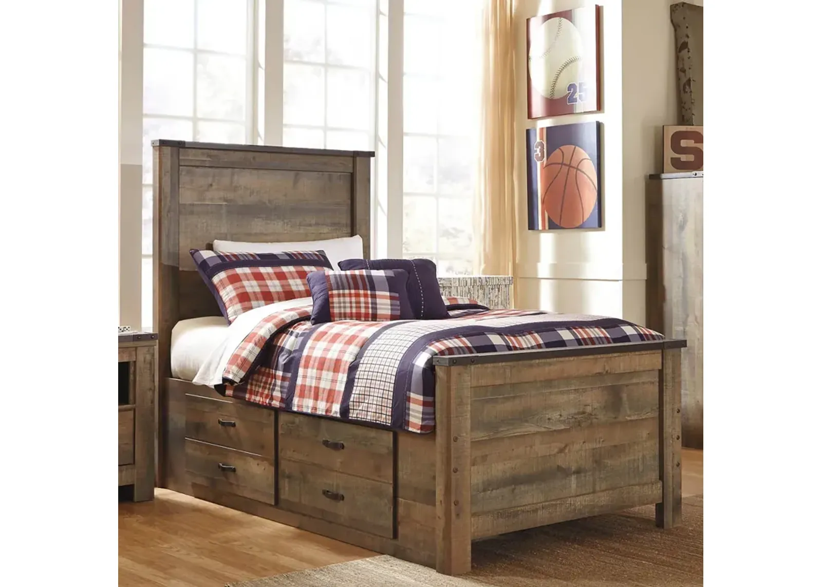 Trinell Youth Bedroom Twin Panel Bed with Drawers