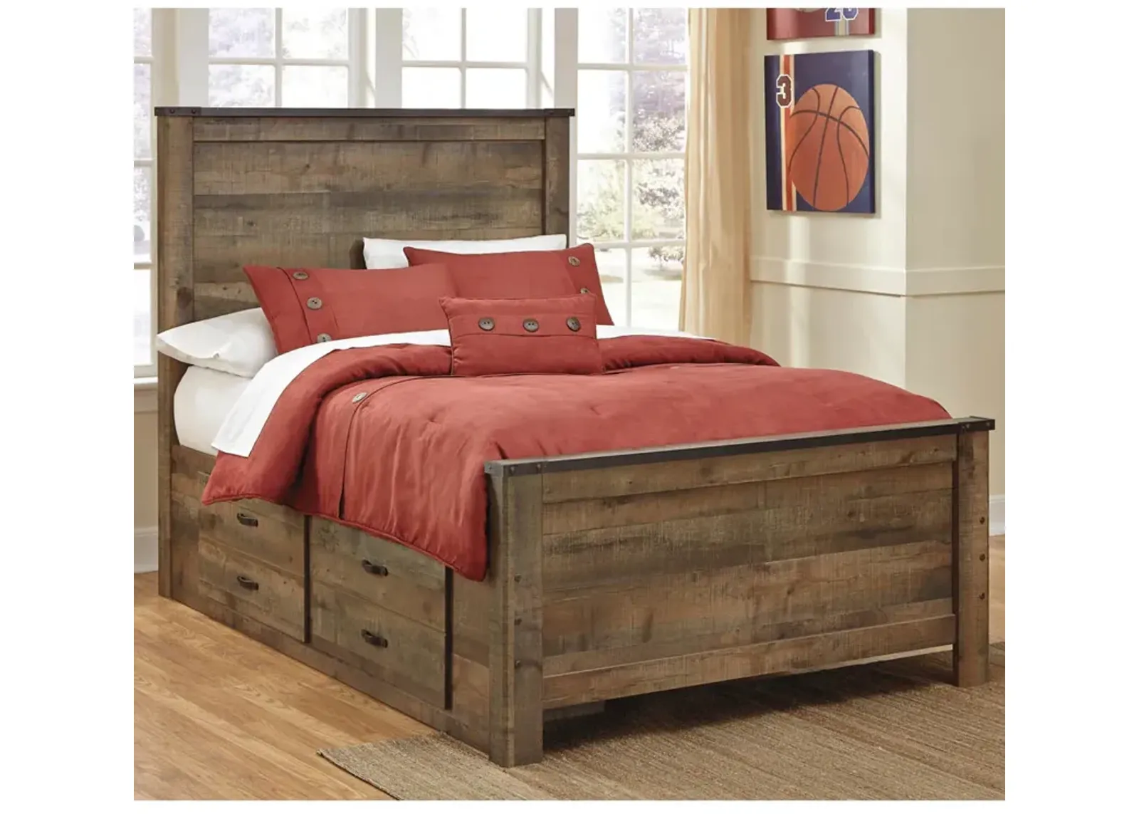 Trinell Youth Bedroom Full Panel Bed with Drawers