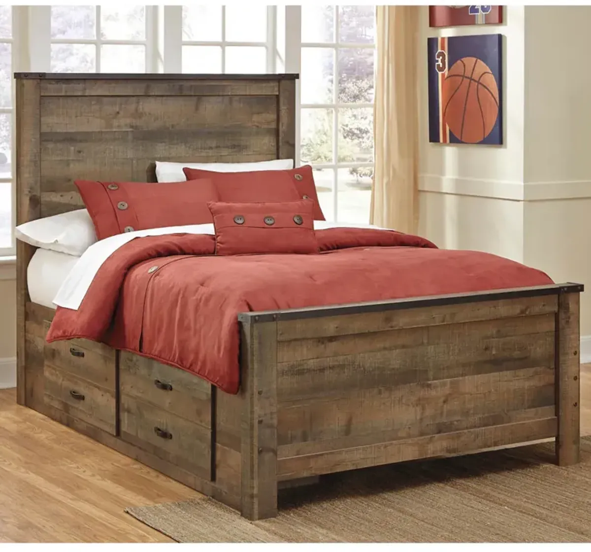 Trinell Youth Bedroom Full Panel Bed with Drawers