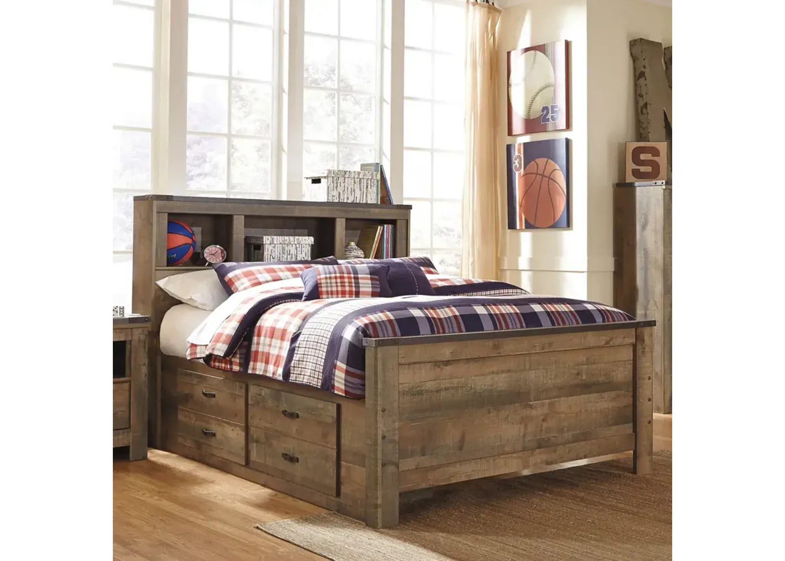 Trinell Youth Bedroom Twin Bookcase Bed with Drawers