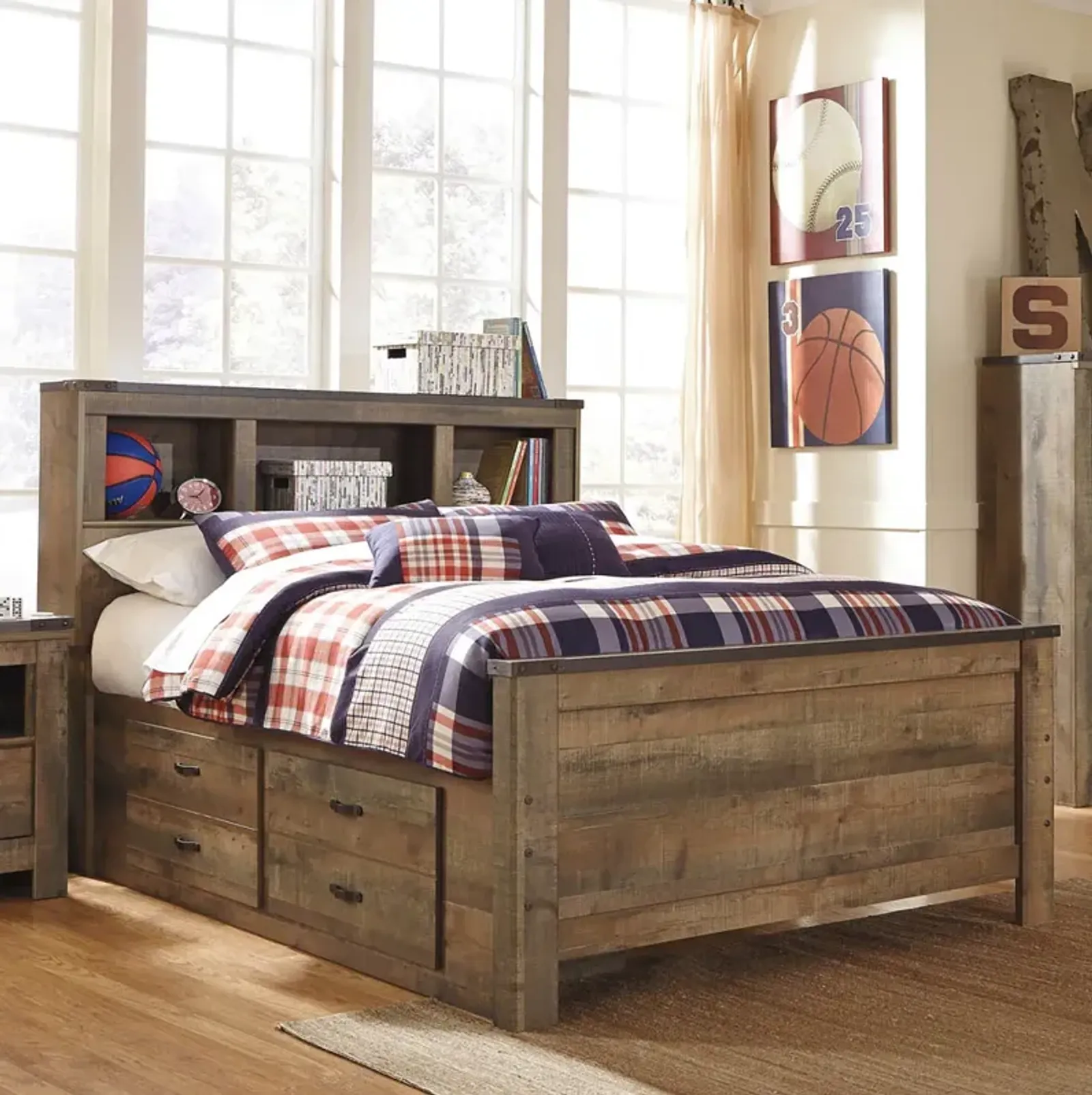 Trinell Youth Bedroom Twin Bookcase Bed with Drawers