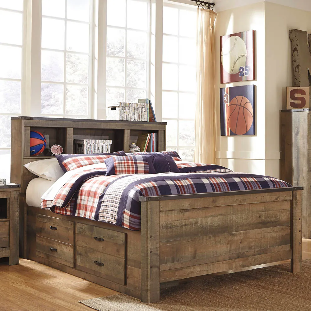 Trinell Youth Bedroom Full Bookcase Bed with Drawers