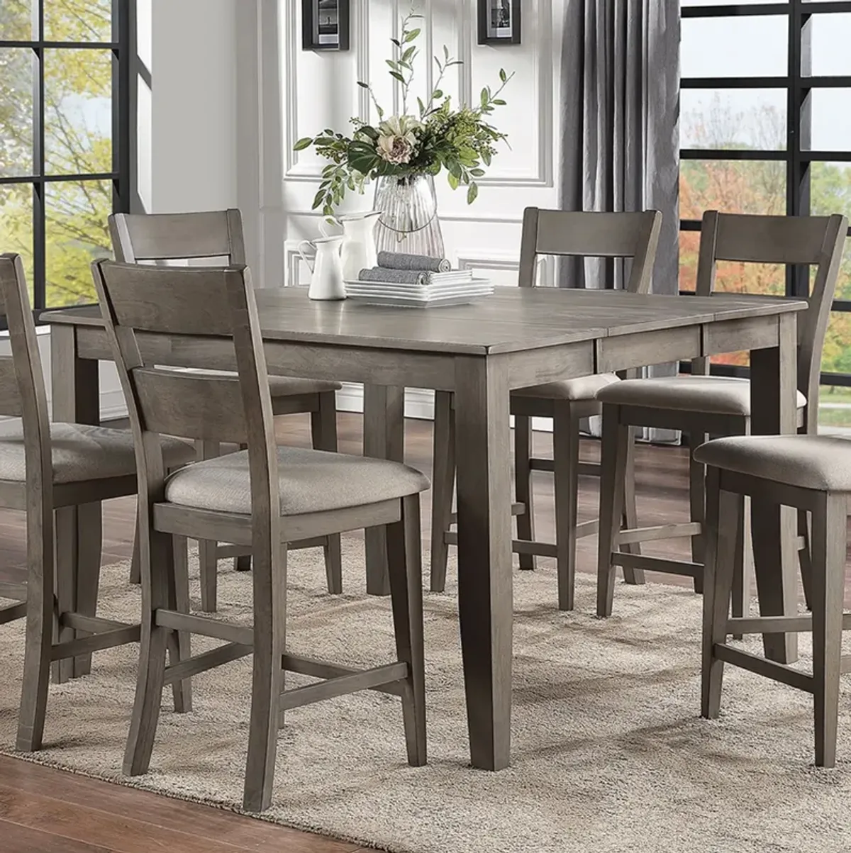 Grey Mango 6 Piece Pub Set (Pub Table with 4 Stools and Bench)