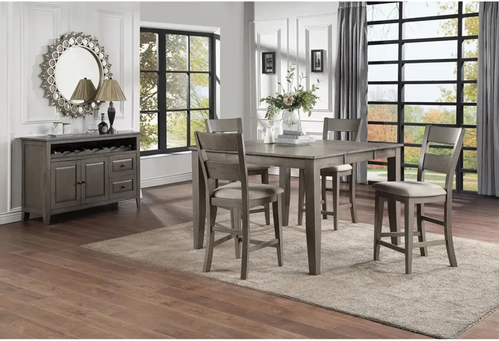 Grey Mango 5 Piece Pub Set (Pub Table with 4 Stools)